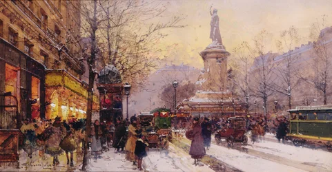 Scène de rue hivernale à Paris